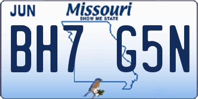 MO license plate BH7G5N