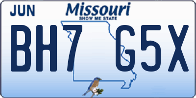 MO license plate BH7G5X