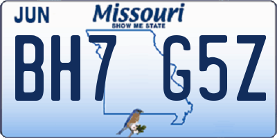 MO license plate BH7G5Z