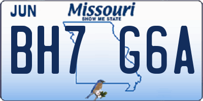 MO license plate BH7G6A