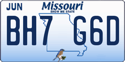 MO license plate BH7G6D