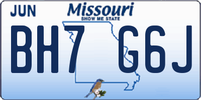 MO license plate BH7G6J