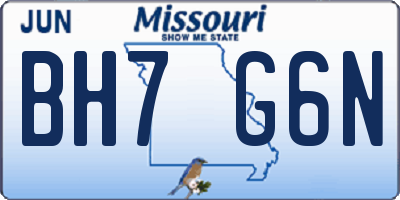 MO license plate BH7G6N