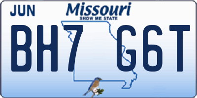 MO license plate BH7G6T