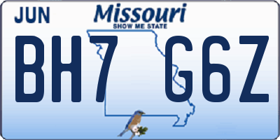 MO license plate BH7G6Z