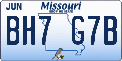 MO license plate BH7G7B