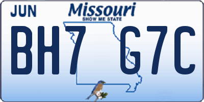 MO license plate BH7G7C