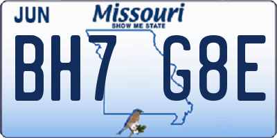 MO license plate BH7G8E