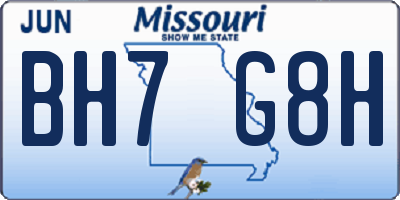 MO license plate BH7G8H