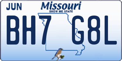 MO license plate BH7G8L