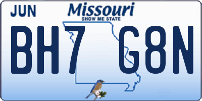 MO license plate BH7G8N