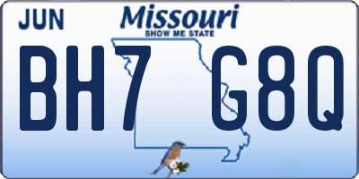 MO license plate BH7G8Q