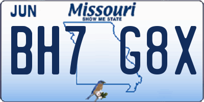 MO license plate BH7G8X