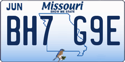 MO license plate BH7G9E