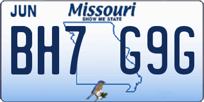 MO license plate BH7G9G