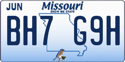 MO license plate BH7G9H