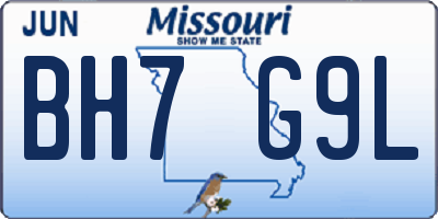 MO license plate BH7G9L