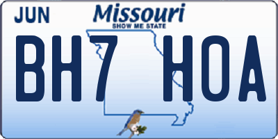 MO license plate BH7H0A