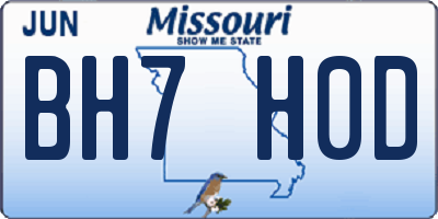 MO license plate BH7H0D
