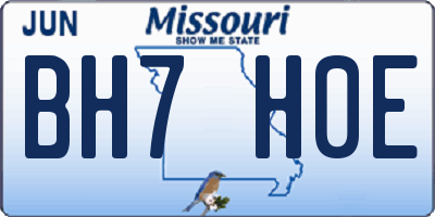 MO license plate BH7H0E