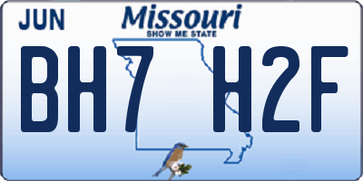 MO license plate BH7H2F