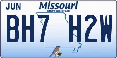 MO license plate BH7H2W