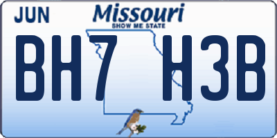 MO license plate BH7H3B
