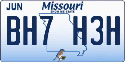 MO license plate BH7H3H