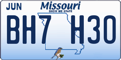MO license plate BH7H3O