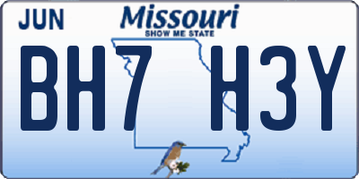 MO license plate BH7H3Y