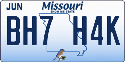 MO license plate BH7H4K