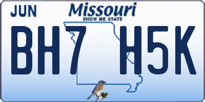 MO license plate BH7H5K