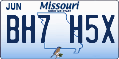 MO license plate BH7H5X