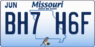 MO license plate BH7H6F