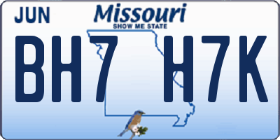 MO license plate BH7H7K