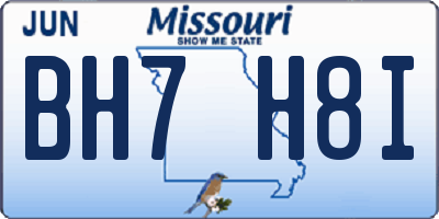 MO license plate BH7H8I