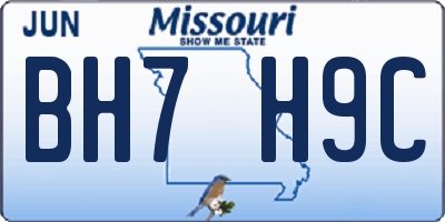 MO license plate BH7H9C