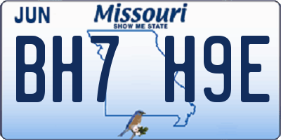 MO license plate BH7H9E