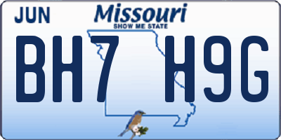 MO license plate BH7H9G