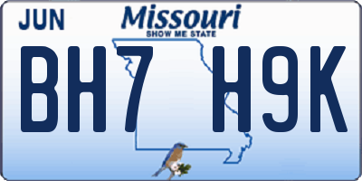 MO license plate BH7H9K