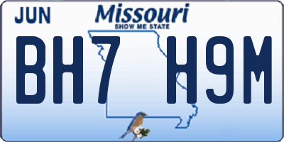 MO license plate BH7H9M