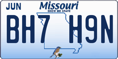 MO license plate BH7H9N