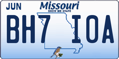 MO license plate BH7I0A