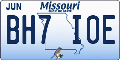 MO license plate BH7I0E