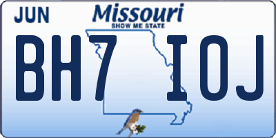 MO license plate BH7I0J