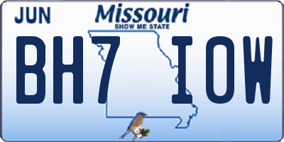 MO license plate BH7I0W