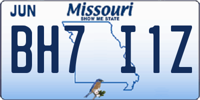 MO license plate BH7I1Z