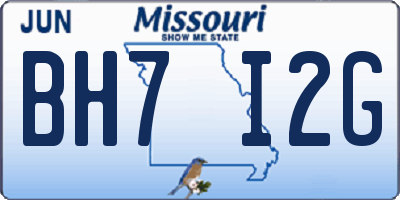MO license plate BH7I2G