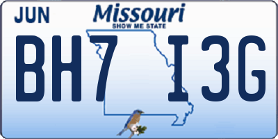 MO license plate BH7I3G