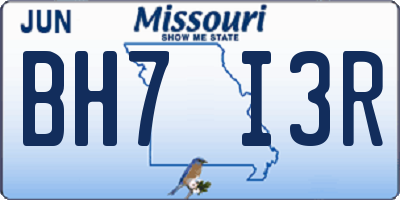MO license plate BH7I3R